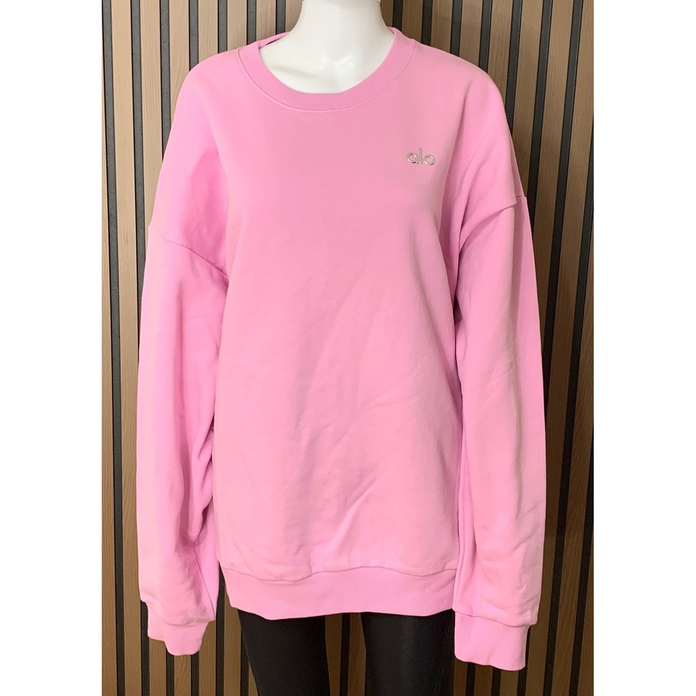 Alo Yoga Accolade Crew Neck Pullover Candy Heart Pink U3031RG XL NWT